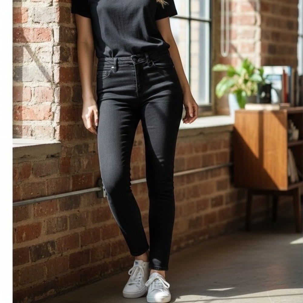 Eileen Fisher Women's Black High Waisted Skinny Jeans Size 4 (26X29.5") Cotton +